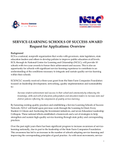 SERVICE-LEARNING SCHOOLS OF SUCCESS AWARD Request for Applications: Overview