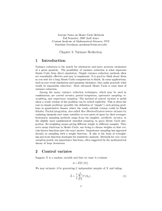Lecture Notes on Monte Carlo Methods Fall Semester, 2007 (half done)