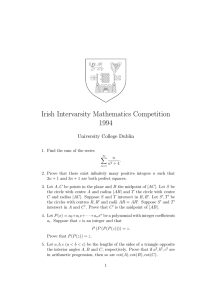 Irish Intervarsity Mathematics Competition 1994 University College Dublin