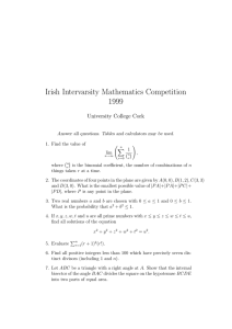 Irish Intervarsity Mathematics Competition 1999 University College Cork