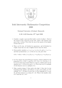 Irish Intervarsity Mathematics Competition 2008 National University of Ireland, Maynooth 11.00–14.00 Saturday 19