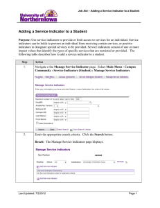 Adding a Service Indicator to a Student