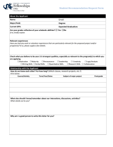 Student Recommendation Request Form About the Applicant  Email:
