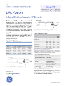 MW Series Industrial Oil/Water Separation UF Elements Fact Sheet