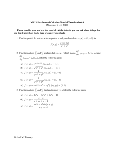 MA1311 (Advanced Calculus) Tutorial/Exercise sheet 6 [November 4 – 5, 2010]