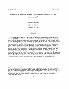 November  1986 LIDS-P-1626 Boundary-Value  Descriptor Systems:  Well-Posedness, Reachability, and Observability1