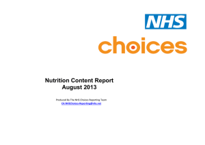 Nutrition Content Report August 2013 Produced By The NHS Choices Reporting Team C