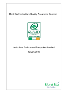 Bord Bia Horticulture Quality Assurance Scheme Horticulture Producer and Pre-packer Standard