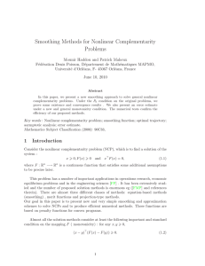 Smoothing Methods for Nonlinear Complementarity Problems