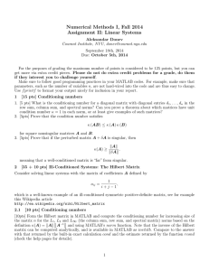 Numerical Methods I, Fall 2014 Assignment II: Linear Systems