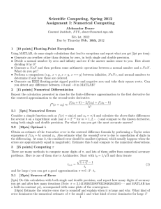 Scientific Computing, Spring 2012 Assignment I: Numerical Computing