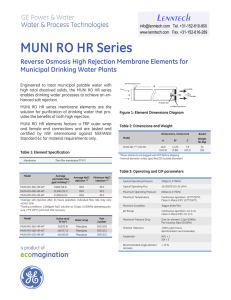 MUNI RO HR Series Reverse Osmosis High Rejection Membrane Elements for