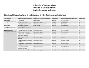 University of Northern Iowa Division of Student Affairs Key Performance Indicators