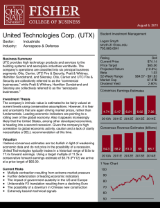 United Technologies Corp. (UTX) Sector:! Industrials Industry:!