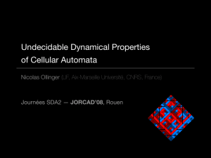 Undecidable Dynamical Properties of Cellular Automata Journées SDA2 —