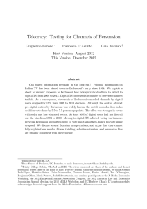 Telecracy: Testing for Channels of Persuasion Guglielmo Barone Francesco D’Acunto Gaia Narciso