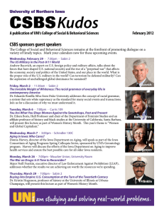 CSBS Kudos CSBS sponsors guest speakers