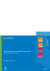 Cambridge Final Exam Timetable November 2015 Administrative zone 3 (UK) for