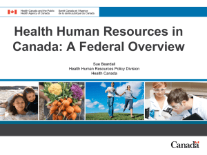 Health Human Resources in Canada: A Federal Overview Sue Beardall