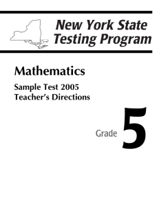 5 Mathematics Grade Sample Test 2005
