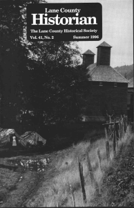 The Lane County Historical Society S'immer 1996 VoL 41, No.2
