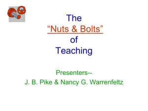 The of Teaching “Nuts &amp; Bolts”