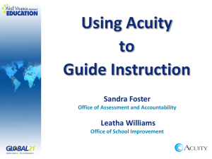 Using Acuity to Guide Instruction Sandra Foster