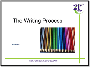 The Writing Process entury WEST VIRGINIA DEPARTMENT OF EDUCATION Presenters: