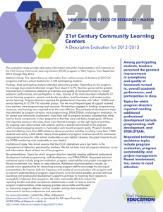 2014 21st Century Community Learning Centers A Descriptive Evaluation for 2012-2013