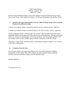 CSBS Senate Minutes Monday, August 4, 2014 Sabin 315 3:15pm