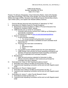 CSBS Senate Minutes Monday, November 3rd, 2014 Sabin 315 3:15pm