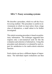 SDA 7: Fuzzy screening systems