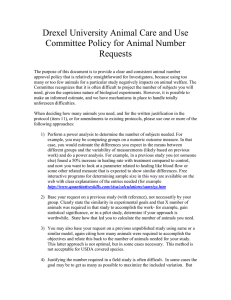 Drexel University Animal Care and Use Committee Policy for Animal Number Requests