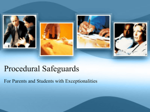 Procedural Safeguards For Parents and Students with Exceptionalities