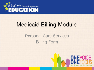 Medicaid Billing Module Personal Care Services Billing Form
