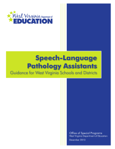 Speech-Language Pathology Assistants Guidance for West Virginia Schools and Districts