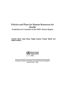 Policies and Plans for Human Resources for Health