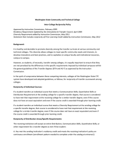 Washington State Community and Technical College Inter-College Reciprocity Policy