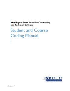 Student and Course Coding Manual  Washington State Board for Community