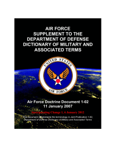AIR FORCE SUPPLEMENT TO THE DEPARTMENT OF DEFENSE DICTIONARY OF MILITARY AND