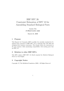 BBF RFC 20: Constraint Relaxation of RFC 10 for Austin Che