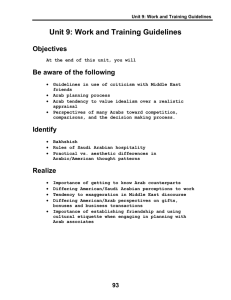 Unit 9: Work and Training Guidelines Objectives Be aware of the following