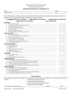 Gifted Characteristic Checklist K-2