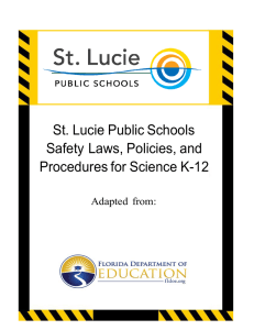 St. Lucie Public Schools Safety Laws, Policies, and Procedures for Science K-12
