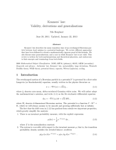 Kramers’ law: Validity, derivations and generalisations Nils Berglund