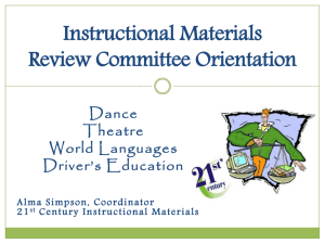 Instructional Materials Review Committee Orientation Dance Theatre
