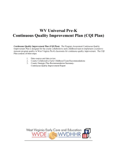 WV Universal Pre-K Continuous Quality Improvement Plan (CQI Plan)