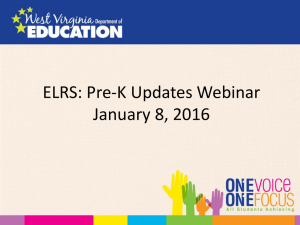ELRS: Pre-K Updates Webinar January 8, 2016