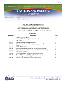 STATE BOARD MEETING Meeting Minutes State Board Office, Olympia Business Meeting: