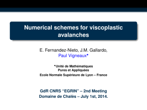 Numerical schemes for viscoplastic avalanches E. Fernandez-Nieto, J.M. Gallardo, Paul Vigneaux